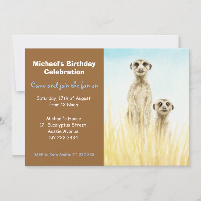 Meerkats Birthday Party Invitation (Front)