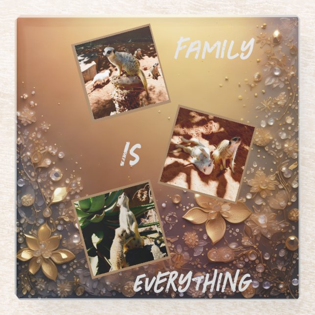Meerkats Family Is Everything, Glass Coaster (Front)