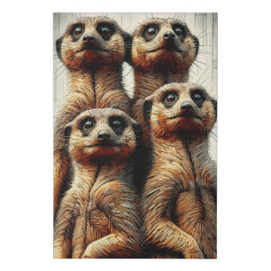 Meerkats Faux Canvas Print