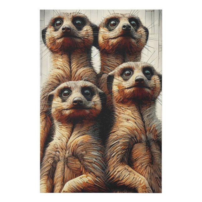Meerkats Faux Canvas Print (Front)