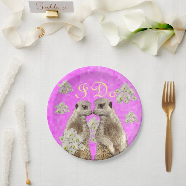 Meerkats I Do Wedding Day, Paper Party Plates (Wedding)
