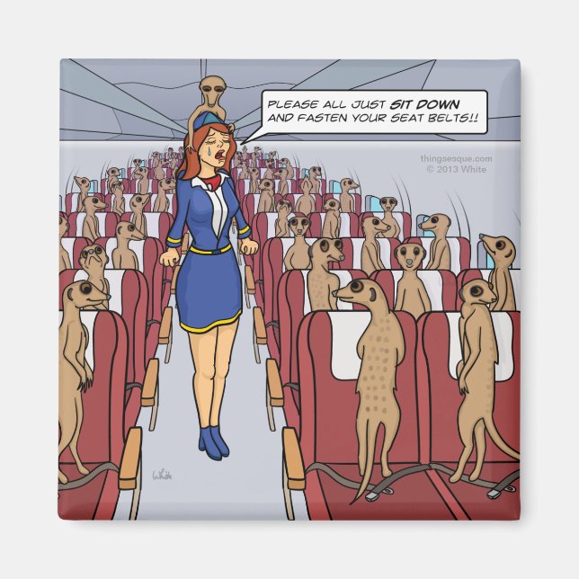 Meerkats on a Plane Magnet (Front)