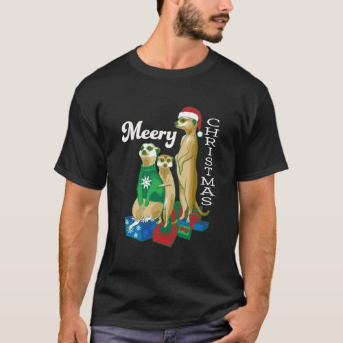 Meery Christmas Funny Meerkat Holiday T_Shirt