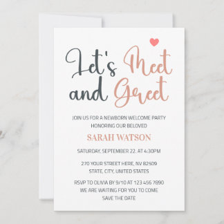 Meet and Greet Newborn Welcome Party Invitation