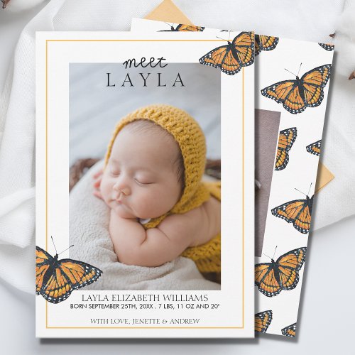 Meet Baby Butterfly Birth Announcement