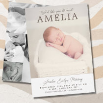 Meet Baby Photo Collage Birth Announcement