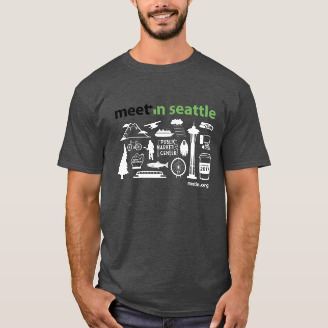 Meet-in Seattle 2017 icons, dark background T-Shirt (Front)