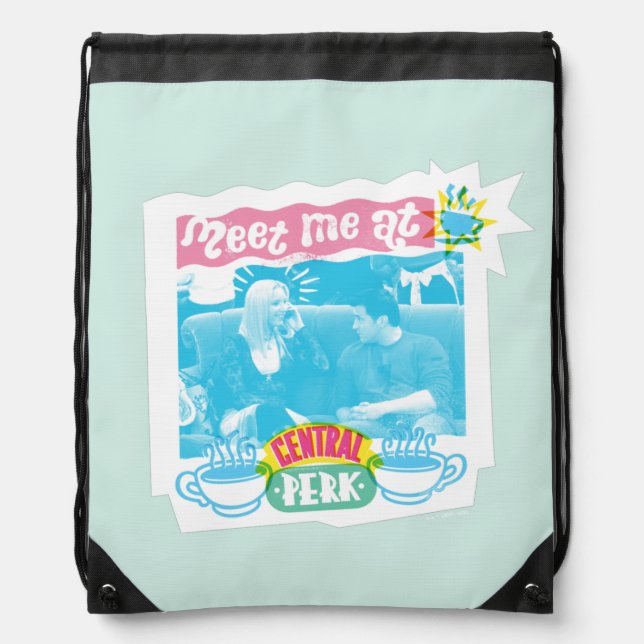 Meet Me at Central Perk Neon Graphic Drawstring Bag (Front)