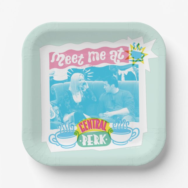 Meet Me at Central Perk Neon Graphic Paper Plates (Front)