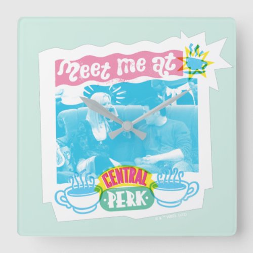 Meet Me at Central Perk Neon Graphic Square Wall Clock