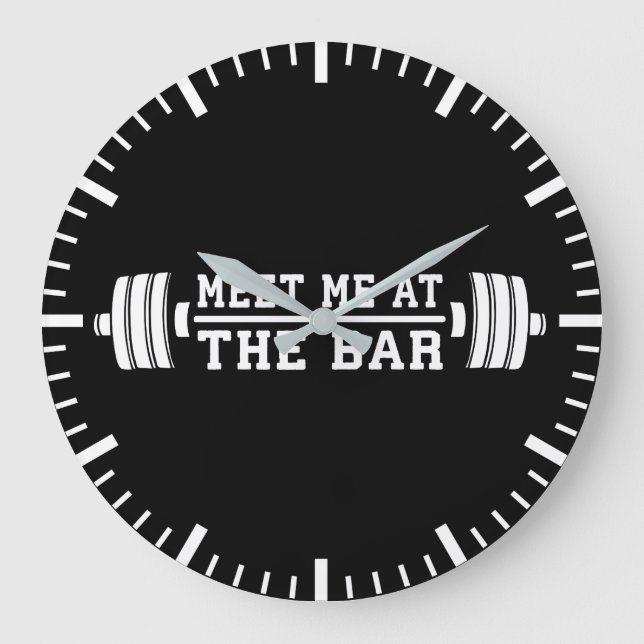 Meet Me At The Bar - Barbell - Workout Large Clock (Front)