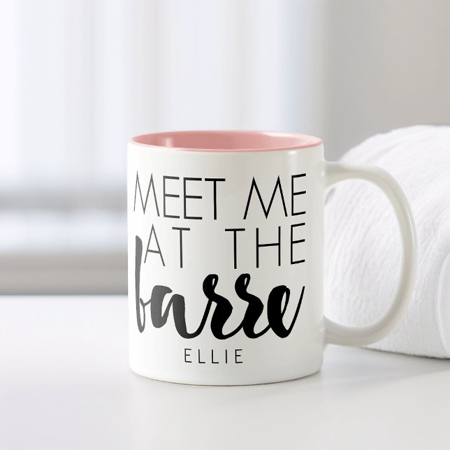 Meet Me at the Barre | Personalized Ballet Quote Two-Tone Coffee Mug (Creator Uploaded)