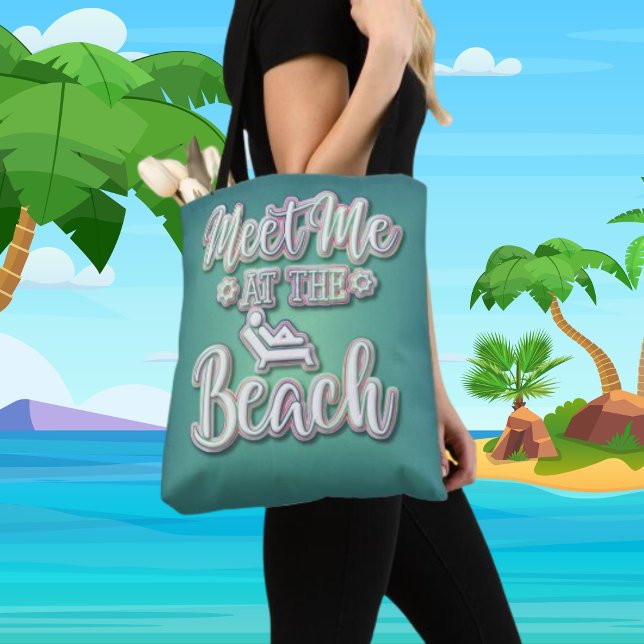 Meet me at the Beach Colorful Text Tote Bag (Creator Uploaded)