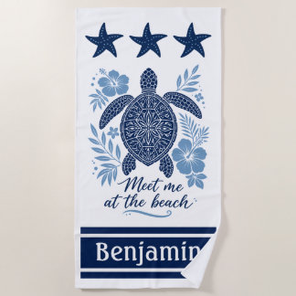 Meet Me at the Beach Sea Turtle Tropical Summer Towel