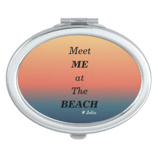 Meet Me At The Beach Summer Beach Sunrise Color Compact Mirror