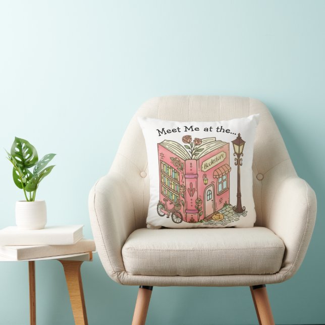 Meet Me At The Bookstore Throw Pillow (Chair)