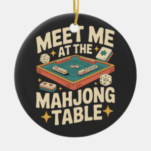 Meet Me at the Mahjong Table Retro Vintage Ceramic Ornament