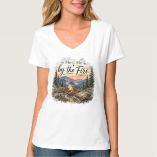 Meet Me by the Fire Mountain Campfire Sunset T-Shirt