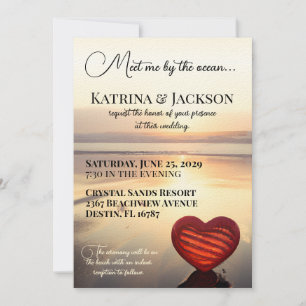 Meet Me by the Ocean Beach Wedding Invitation