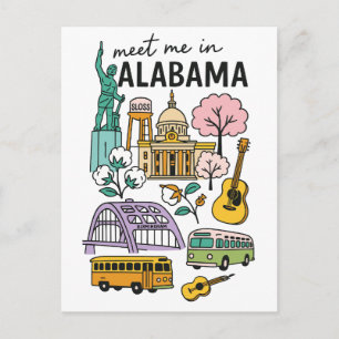 Meet Me In Alabama Iconic Landmarks Travel Postcard