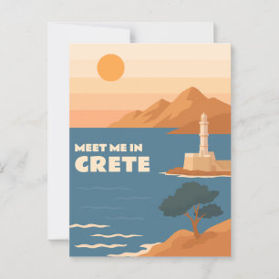 Meet Me in Crete: Minimalist Chania Lighthouse Postcard