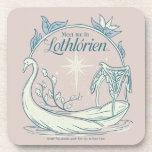 Meet me in LOTHLORIEN™ - Swan Boat Beverage Coaster<br><div class="desc">Drift into the timeless beauty of Middle-earth™ with this enchanting Lord of the Rings™ design inspired by Lothlórien™. Featuring an elegant Elven swan boat gliding across tranquil waters beneath a radiant star, the artwork captures the serenity and starlit magic of the Golden Wood. Framed by delicate leaves and graceful linework,...</div>