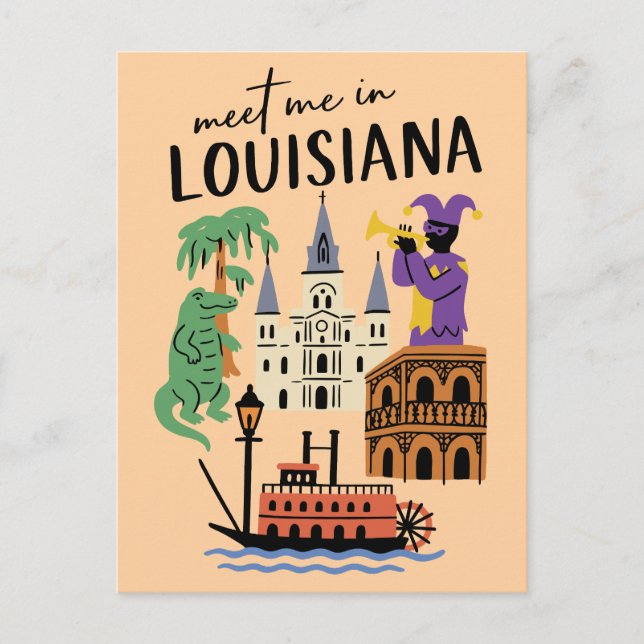 Meet Me In Louisiana New Orleans Jazz Bayou Postcard (Front)