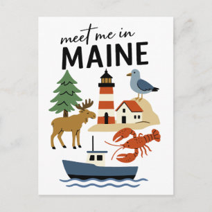Meet Me In Maine Coastal New England Wildlife Postcard