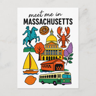 Meet Me In Massachusetts Boston Lobster Cranberry Postcard