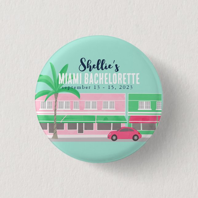 Meet Me in Miami Bachelorette Button (Front)