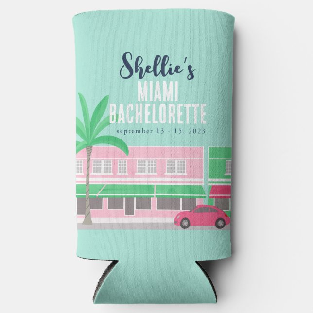 Meet Me in Miami Bachelorette Can Cooler (Front)