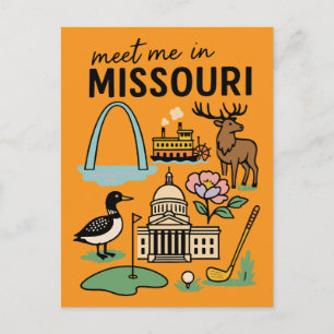 Meet Me In Missouri St. Louis Kansas City Retro Postcard