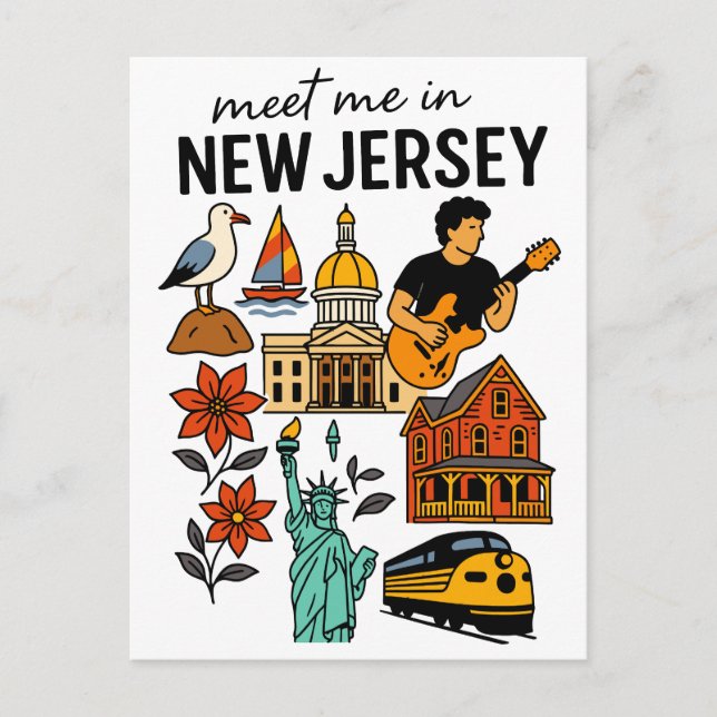 Meet Me In New Jersey Shore Landmarks Postcard (Front)