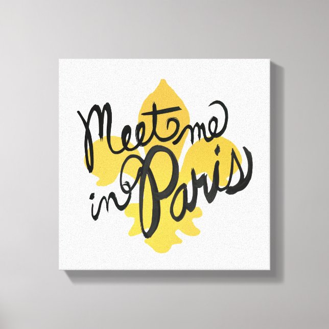 Meet Me in Paris Black and Gold Canvas Print (Front)