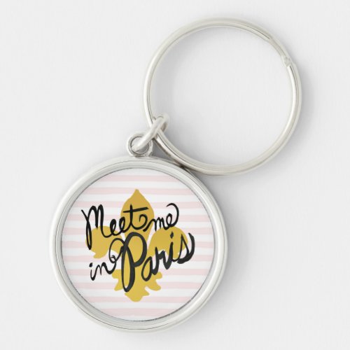 Meet Me in Paris Black and Gold Keychain