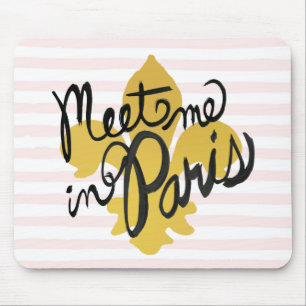 Meet Me in Paris Black and Gold Mouse Pad
