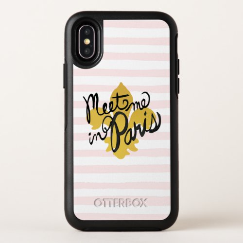 Meet Me in Paris Black and Gold OtterBox Symmetry iPhone X Case