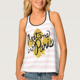 Meet Me in Paris Black and Gold Tank Top