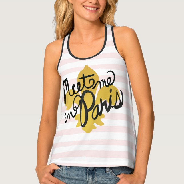 Meet Me in Paris Black and Gold Tank Top (Front)