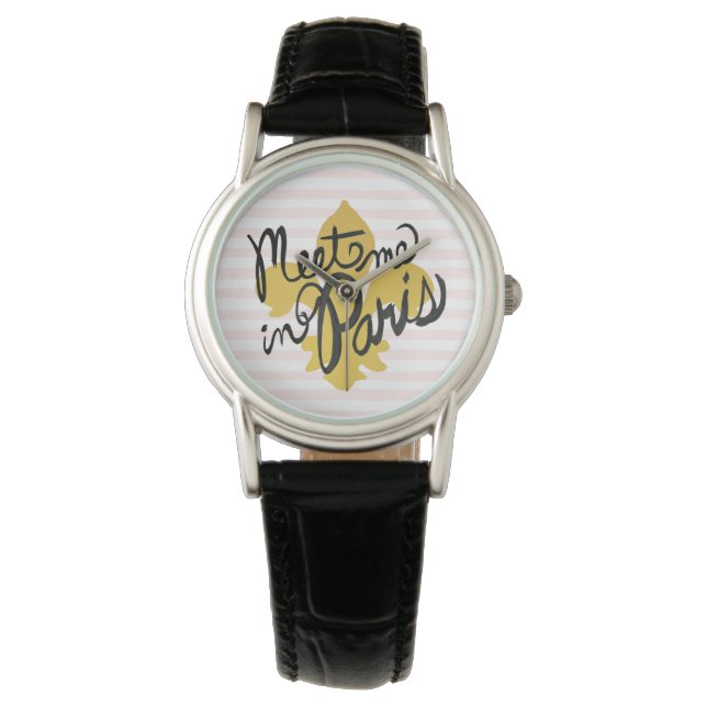 Meet Me in Paris Black and Gold Watch (Front)
