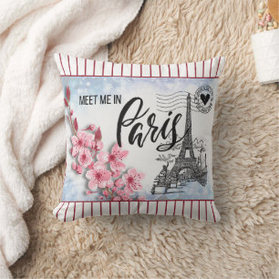 Meet Me in Paris Square Throw Pillow