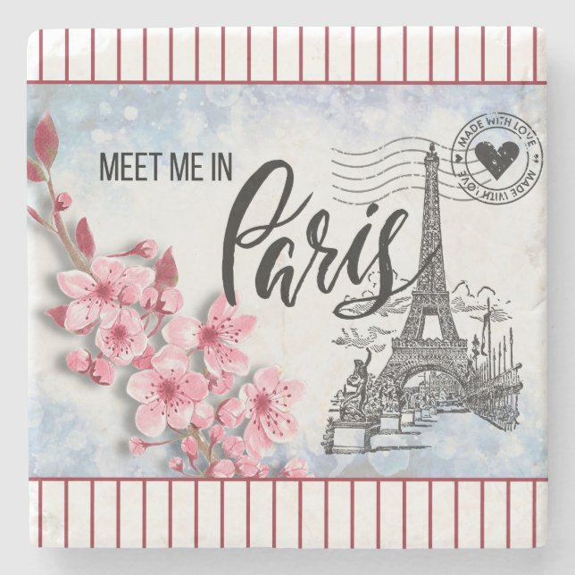 Meet Me in Paris Stone Coaster (Front)
