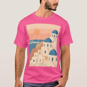 Meet Me in Santorini: Minimalist Greek Churches T-Shirt