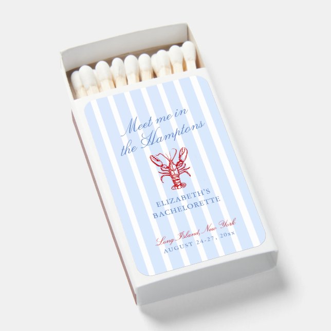 Meet Me in The Hamptons Bachelorette Matchboxes (Front Open)