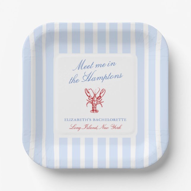 Meet Me in The Hamptons Bachelorette Paper Plates (Front)