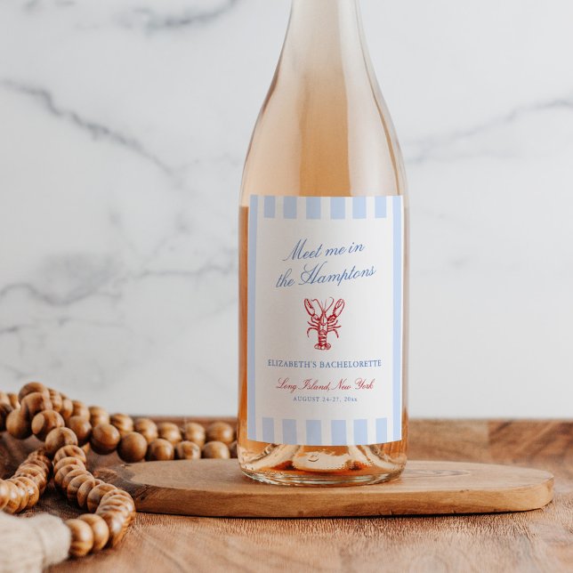Meet Me in The Hamptons Bachelorette Wine Label (Creator Uploaded)