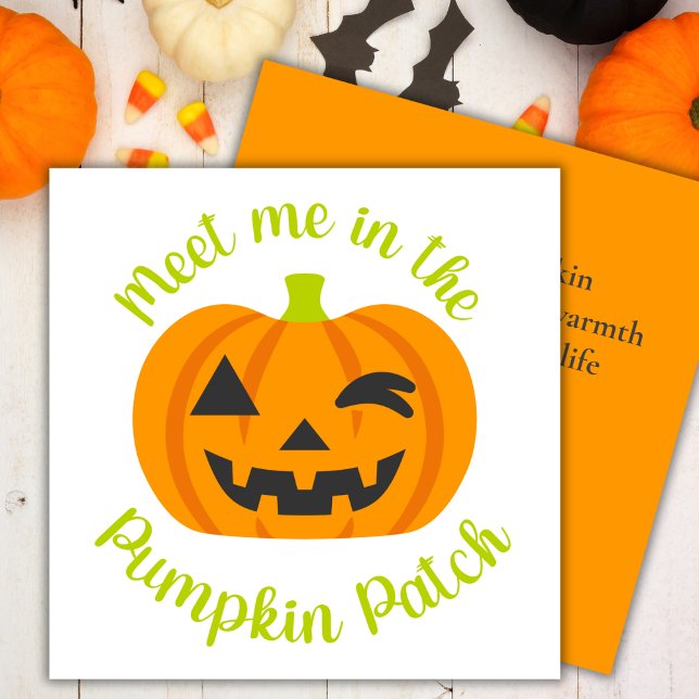 Meet Me In The Pumpkin Patch Fun & Cute Halloween Holiday Card (Meet Me In The Pumpkin Patch Fun & Cute Halloween Holiday Card)