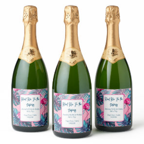 Meet Me In the Tropics Birthday Girls Trip Vacay Sparkling Wine Label