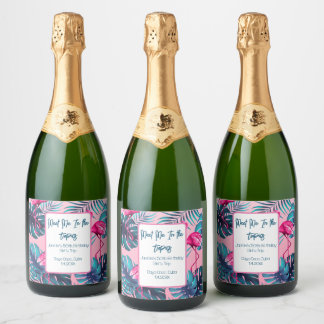 Meet Me In the Tropics Birthday Girls Trip Vacay Sparkling Wine Label
