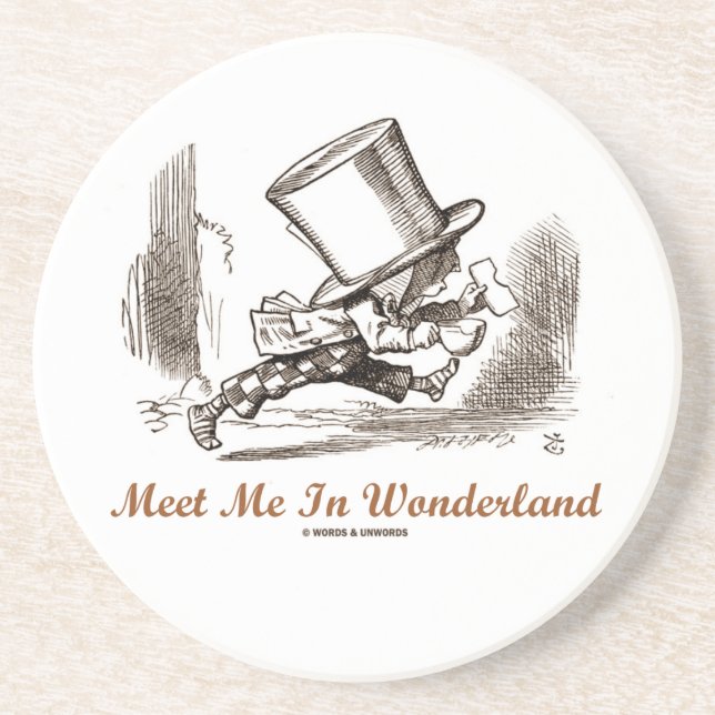 Meet Me In Wonderland (Mad Hatter Running) Drink Coaster (Front)